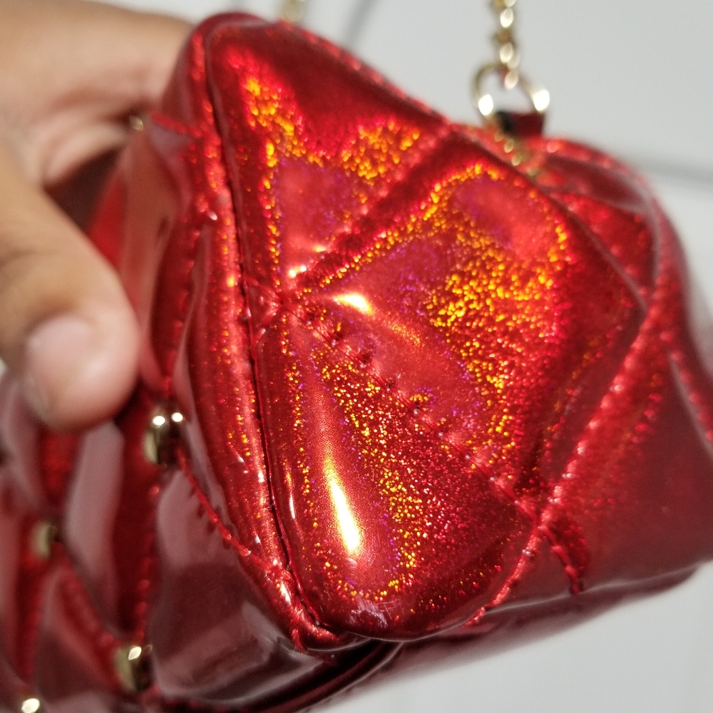 Juicy Couture Metallic Gold & Poppy Red Quilted Sofie Mini Crossbody Bag - Picture 11 of 15